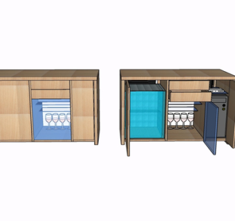 现代实木边柜su模型