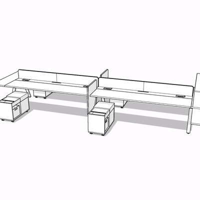 现代卡位办公桌椅su模型