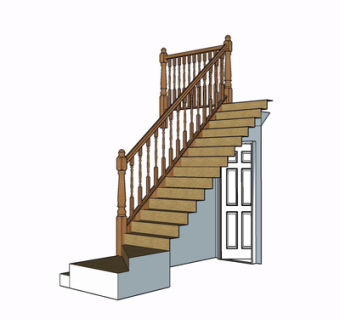 现代实木楼梯su模型