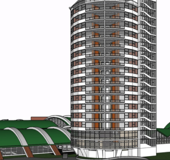 现代高层公寓楼su模型