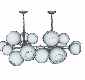 现代玻璃多头吊灯su模型