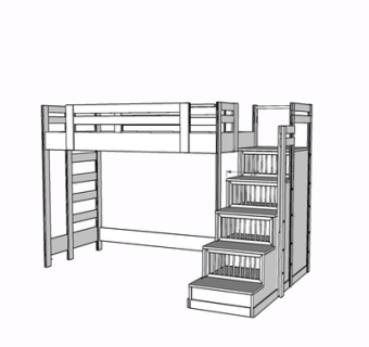 现代实木儿童床su模型