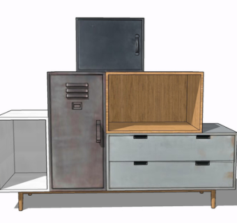 现代实木边柜su模型