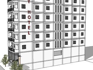 <em>现代高层公寓楼</em>su模型