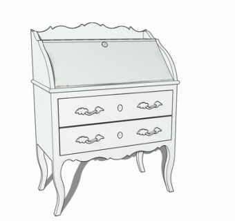 欧式实木边柜su模型