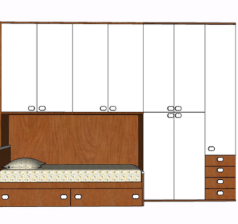 现代实木衣柜su模型