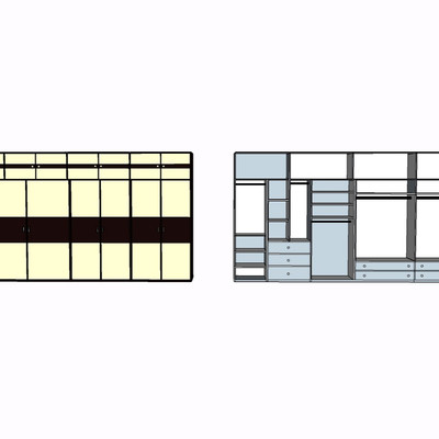 现代实木衣柜su模型