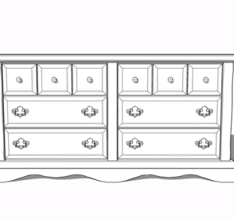 现代实木边柜su模型