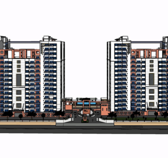 现代高层公寓楼su模型