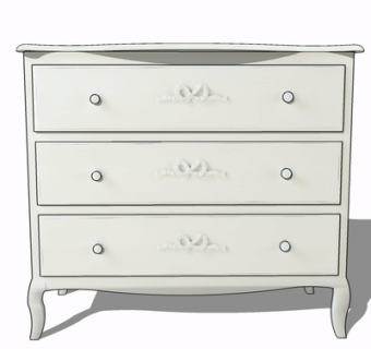 现代实木边柜su模型