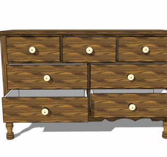 现代实木边柜su模型