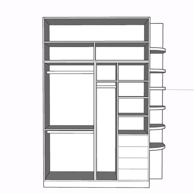 现代实木装饰架su模型