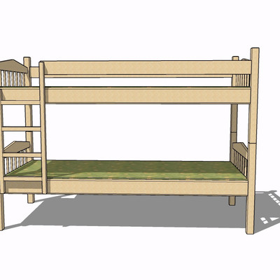 现代实木双人床su模型