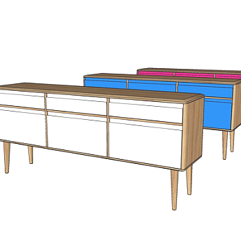 现代实木边柜su模型
