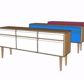 现代实木边柜su模型