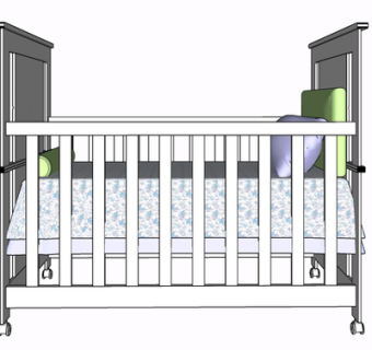 现代实木儿童床su模型