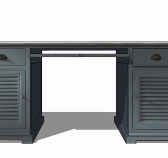 现代实木书桌su模型