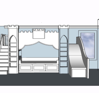 现代实木儿童床su模型