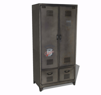 工业风金属衣柜su模型