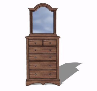 现代实木边柜su模型