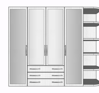 现代实木衣柜su模型