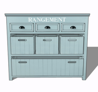 现代实木边柜su模型