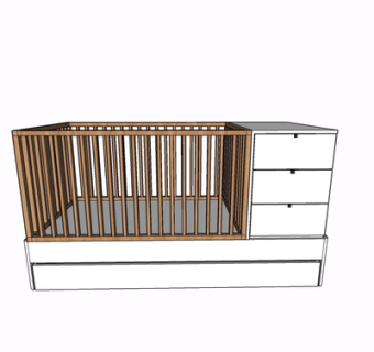 现代实木儿童床su模型