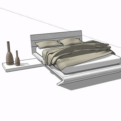 现代布艺双人床su模型