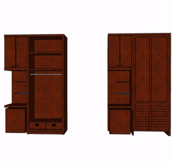 现代实木衣柜su模型