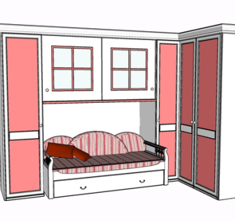 现代实木多人沙发su模型