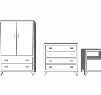 现代实木边柜su模型