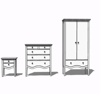 现代实木边柜su模型