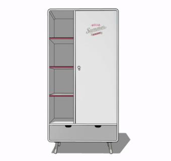 现代实木衣柜su模型