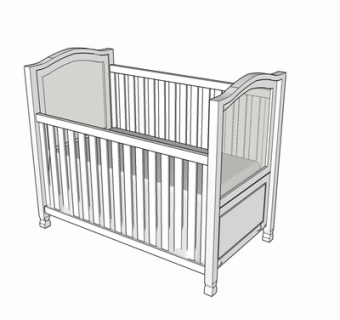 现代实木儿童床su模型