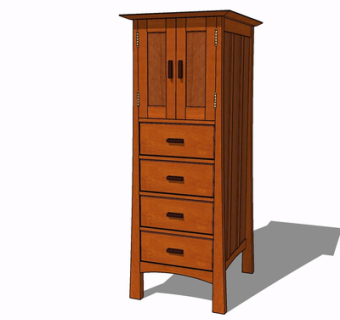现代实木斗柜su模型