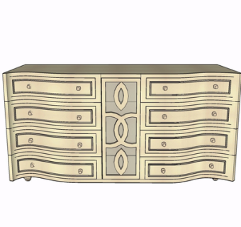 现代实木边柜su模型