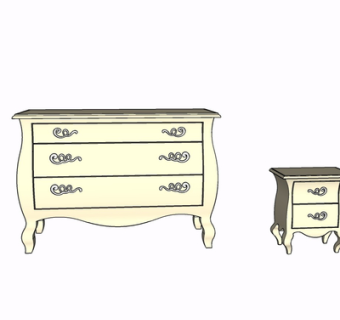 欧式实木边柜su模型