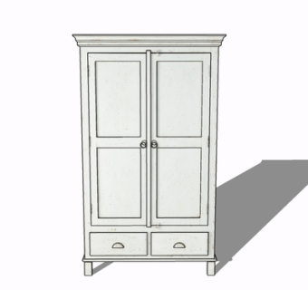 现代实木衣柜su模型