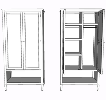 现代实木衣柜su模型