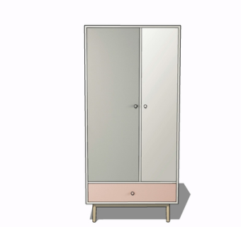 现代实木衣柜su模型