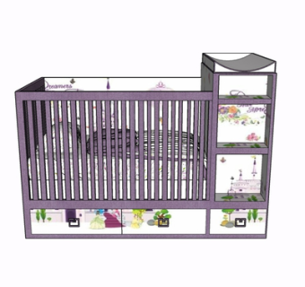 现代实木儿童床su模型