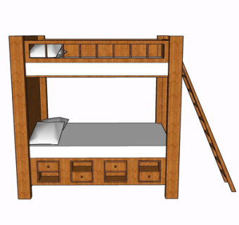现代实木儿童床su模型
