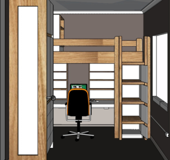 现代实木儿童床su模型