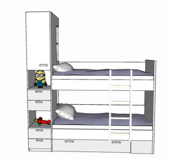 现代实木儿童床su模型