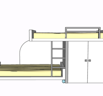 现代实木儿童床su模型