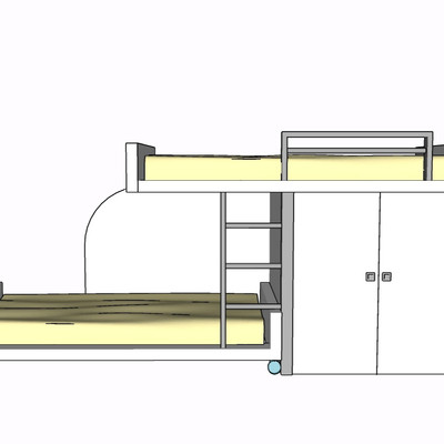 现代实木儿童床su模型
