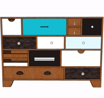 现代实木边柜su模型