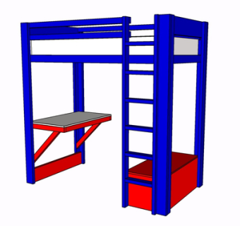 现代实木儿童床su模型