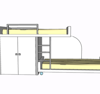 现代实木儿童床su模型