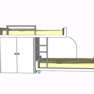 现代实木儿童床su模型